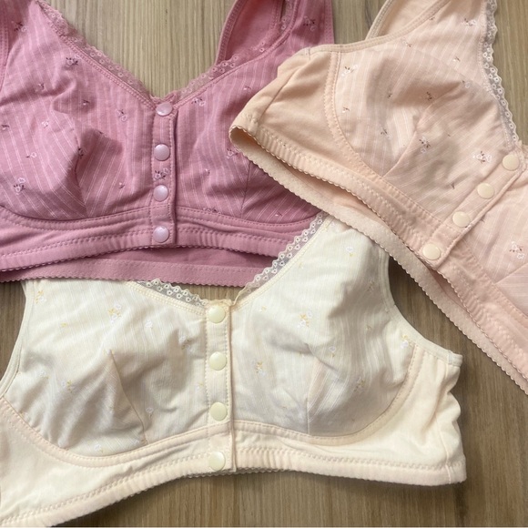 ❤️❤️ 3 MOONMALLS Front Closure Bras Wireless Cotton Ultra Soft Cup Underwear - Picture 2 of 8